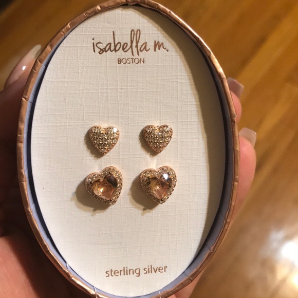 Rose Gold Heart Earrings - Picture 1 of 3
